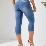 Prive Jeans Pitillo Rasgados De Longitud 3/4 Para Mujer