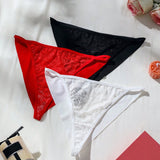 Panties Triangulares De Encaje Y Parche Para Mujeres