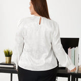 BIZwear Blusa De Saten De Manga Larga Con Cuello Redondo Y a Grande