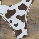 Conjunto De Bikini Para Mujeres Con Estampado De Vaca Y Cordones En La Espalda
