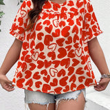 Prive Blusa Con Cuello Redondo Y Corazon De Amor Con Estampado Completo De a Grande