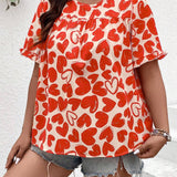 Prive Blusa Con Cuello Redondo Y Corazon De Amor Con Estampado Completo De a Grande