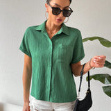 Essnce Camisa Casual De Primavera/verano De Tejido Texturizado Verde