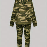 Slayr Conjunto De Sudadera Y Pantalon Con Estampado De Camuflaje Y Cordon