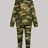 Slayr Conjunto De Sudadera Y Pantalon Con Estampado De Camuflaje Y Cordon