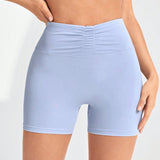 Yoga Basic Pantalones Cortos Deportivos De Yoga Para Mujeres Con Cintura Plisada