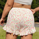 Qutie Pantalones Cortos Con Estampado Floral Para Mujer De Talla Grande Para La Primavera