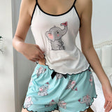 Conjunto De Pijama Con Estampado De Dibujos Animados Lindo