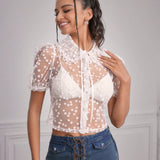 Forever 21 Blusa De Mangas Abullonadas Para Mujer Con Pequeno Estampado Floral Y Tela Transparente