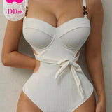 DD+ Mujeres Monokini Con Cinturon Desmontable Y Cintura Ahuecada