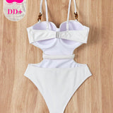 DD+ Mujeres Monokini Con Cinturon Desmontable Y Cintura Ahuecada