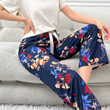 Conjunto De Pijama De Manga Corta Con Pantalones Largos Y Estampado Floral