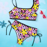 SCOOBY-DOO X  Conjunto De Bikini Con Estampado De Caricaturas Y Flores Para Mujer Plus