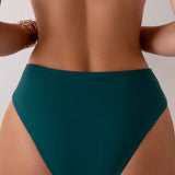 Swim Bottom de bikini con pliegues de unicolor para mujeres de playa de verano, traje de bano de vacaciones