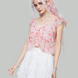 ROMWE Fairycore Camisa De Muneca Floral Del Bosque De Hadas Puras Para Mujer