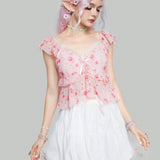 ROMWE Fairycore Camisa De Muneca Floral Del Bosque De Hadas Puras Para Mujer