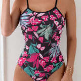 Swim Traje De Bano De Una Pieza Para Mujer Con Estampado Floral Y Botanico