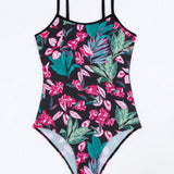 Swim Traje De Bano De Una Pieza Para Mujer Con Estampado Floral Y Botanico