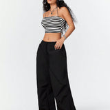 Coolane Conjunto De Dos Piezas: Top Sin Tirantes A Rayas Y Pantalon De Pierna Ancha