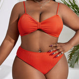 Swim Curve Conjunto De Bikini De Tres Piezas Para Traje De Bano Mas Grande Con Falda Cubierta De Natacion Ombre Y Parte Bikini unicolor, Traje De Bano Para Verano