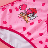 TOM & JERRY X  Conjunto de sujetador push-up y bragas en forma de corazon rosado para mujer