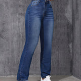 EZwear Jeans De Pierna Recta Lavados Para Mujer