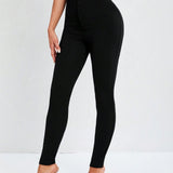 Tall Leggings Ajustados De Cintura Alta Con Tela Elastica