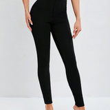 Tall Leggings Ajustados De Cintura Alta Con Tela Elastica