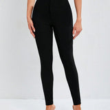 Tall Leggings Ajustados De Cintura Alta Con Tela Elastica