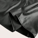 EZwear Plus Size Front Zipper Pu Leather Skirt