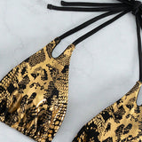 Swim Parte Superior Del Bikini De Estampado De Serpiente Con Correa De Cuello Para Mujer