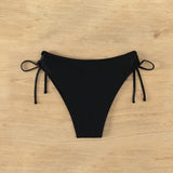 Swim Bottom del bikini lateral con encaje de unicolor para playa de verano para mujer