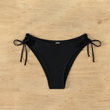 Swim Bottom del bikini lateral con encaje de unicolor para playa de verano para mujer