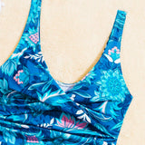 Swim Vcay Traje De Bano De Una Pieza Con Escote En V Profundo Y Estampado Floral Para Mujer, Ideal Para Verano, Playa, Vacaciones, Viajes, Festivales, Piscinas Y Surf