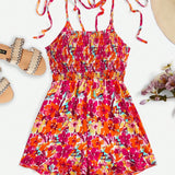 WYWH Floral Print Spaghetti Strap Romper