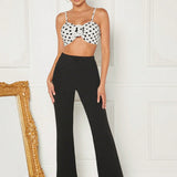 Haute Conjunto De Top Y Pantalon Con Hebilla De Lunares