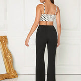 Haute Conjunto De Top Y Pantalon Con Hebilla De Lunares