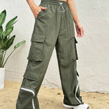 Coolane Pantalones Cargo Con Cordon En La Cintura Design Sense Para Mujer