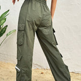 Coolane Pantalones Cargo Con Cordon En La Cintura Design Sense Para Mujer