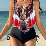 Swim Vcay Top De Bikini Estilo Camisola Con Dobladillo Irregular Y Dobladillo Irregular Para Mujer