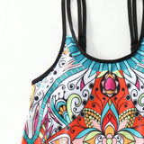 Swim Lushore Tankini de mujer con tirantes impresos en los hombros