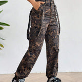 EZwear Pantalones De Carga De Camuflaje De Impresion Para Mujer