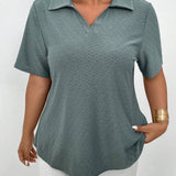 Women's Solid Color Turn-Down Collar T-Shirt