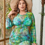 Swim Vcay Traje De Bano De Talla Grande Con Cuello Halter Y Estampado Colorido