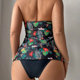 Swim Top De Bikini De Cami Con Estampado De Patron Aleatorio Para Mujer