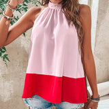 Blusa Con Cuello Halter De Bloque De Color