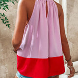 Blusa Con Cuello Halter De Bloque De Color