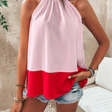 Blusa Con Cuello Halter De Bloque De Color