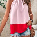 Blusa Con Cuello Halter De Bloque De Color