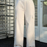 EZwear Pantalones cargo simples con bolsillos a la moda